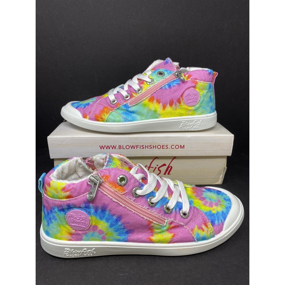 Blowfish Malibu Kids Size‎ 5 VALETTA-K Pastel Tie Dye Canvas Shoes Zip Side